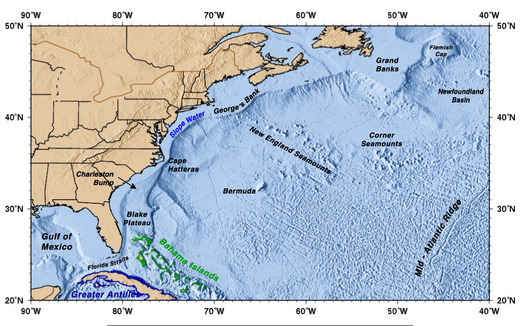Atlantic Ocean Gulf Stream Map 